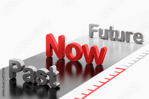Timeline concept: 3d word Past-Now-Future