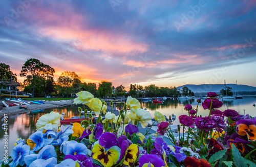 Boats, Flowers and Sunrise