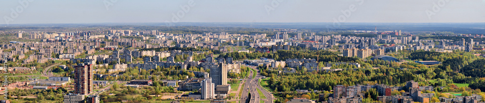 Morning in the Vilnius city - aerial view of capital.