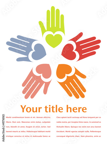 Circle of colorful hands with copy space vector.