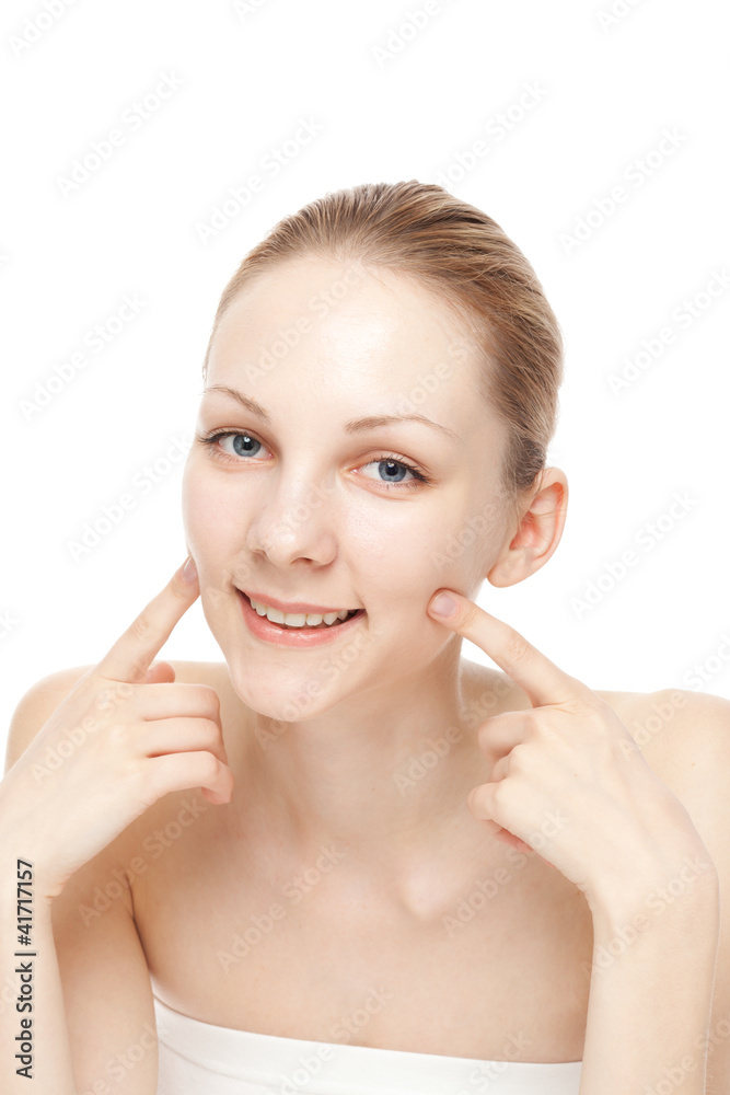 Portrait of beautiful young woman on white background Portrait of beautiful young woman on white background