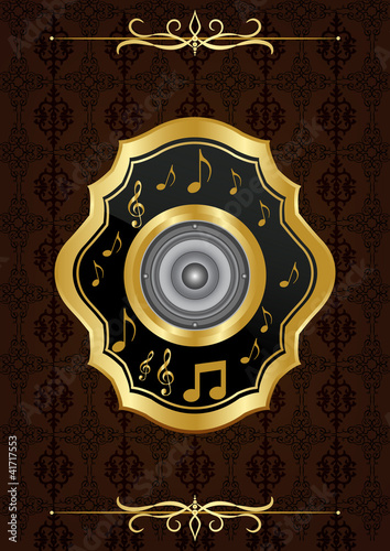 Kahverengi bitkisel desenli nostaljik müzik fonu