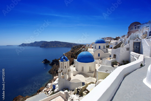 Santorini with Traditional Churches in Oia, Greece