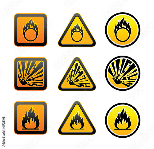 Hazard warning symbols set photo