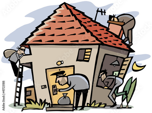 Scene of 4 thieves break into house