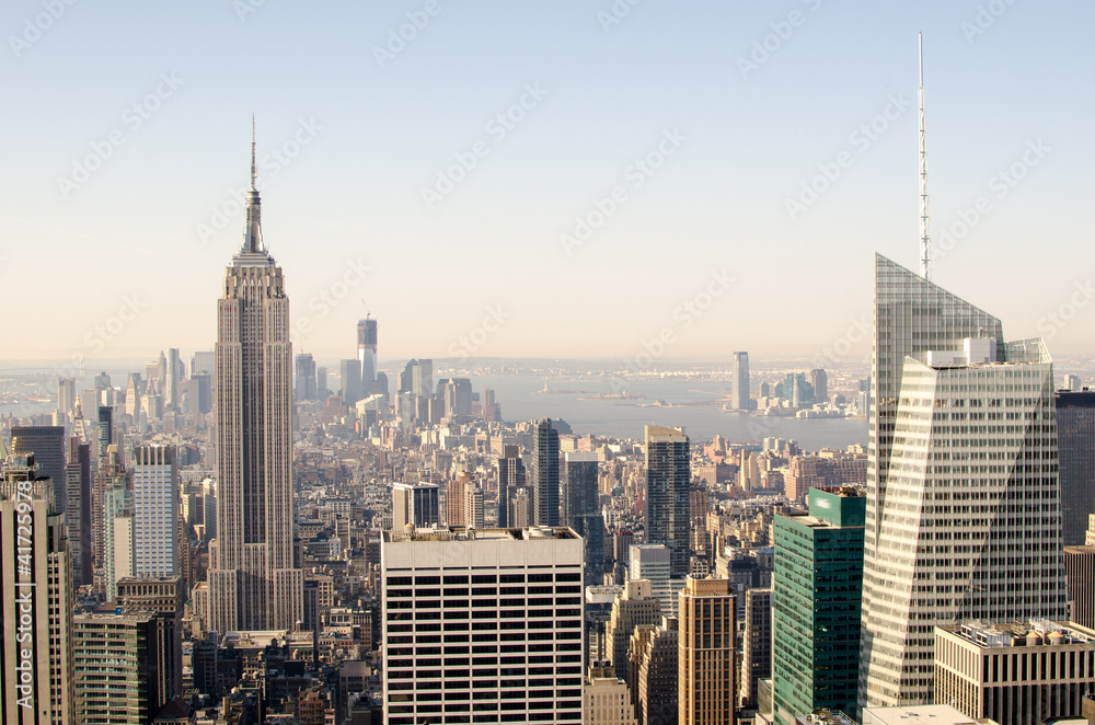 Urban skyscrapers, New York City skyline. Manhattan