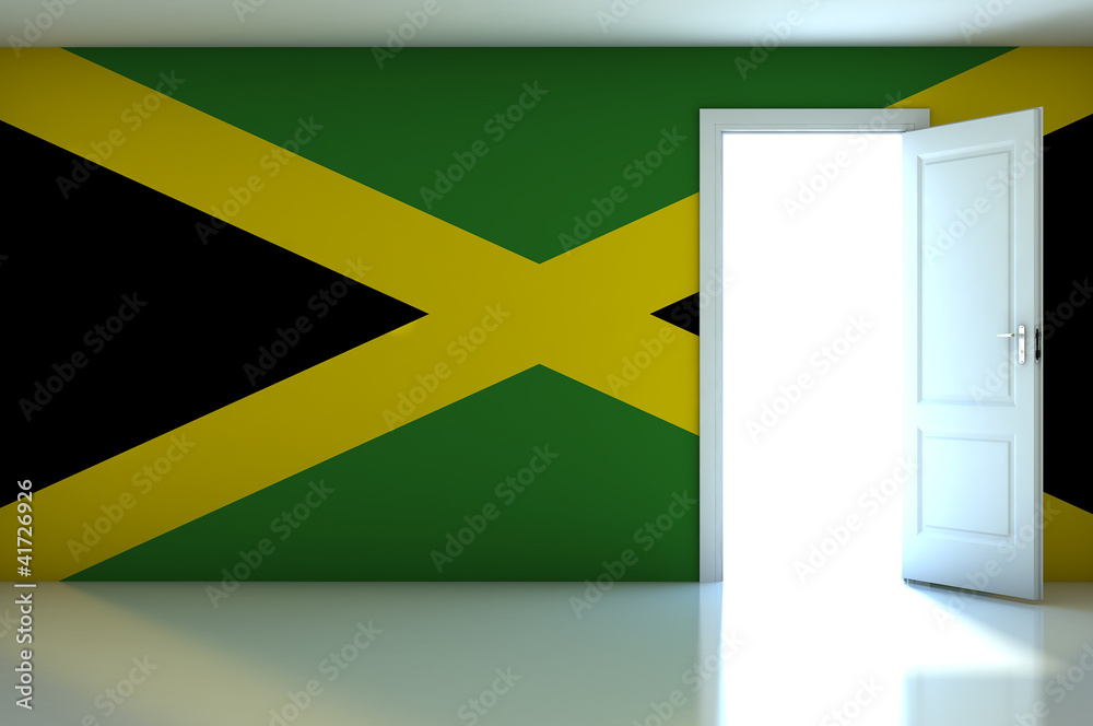 Jamaica flag on empty room Jamaica flag on empty room