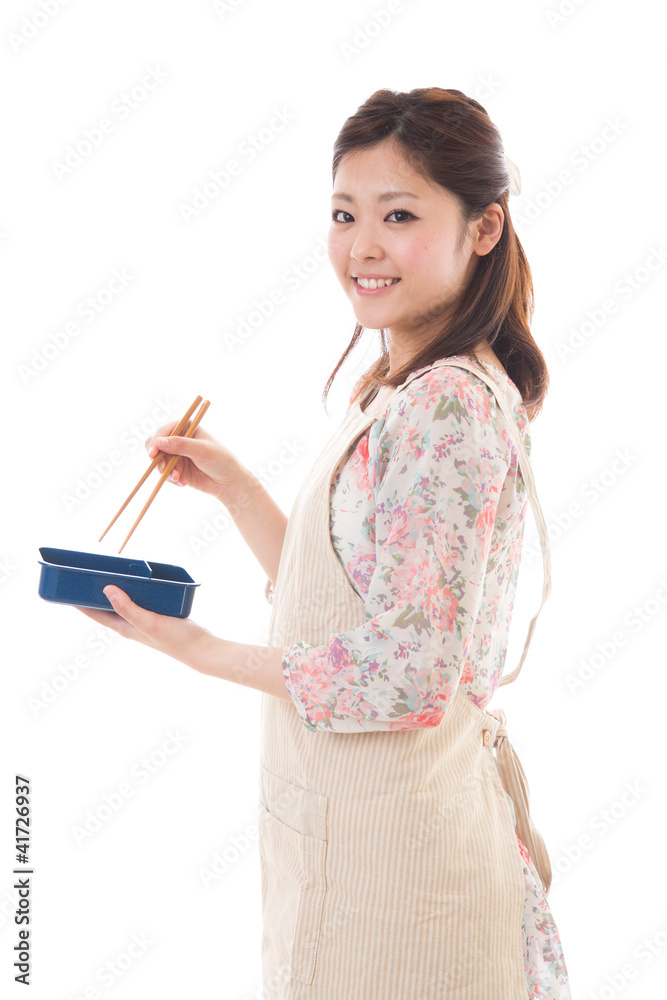 弁当を作る女性 弁当を作る女性