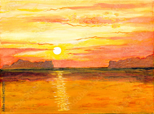 Sunrise on the sea of oil painting