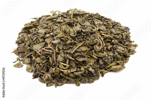 Green tea isolated on white background