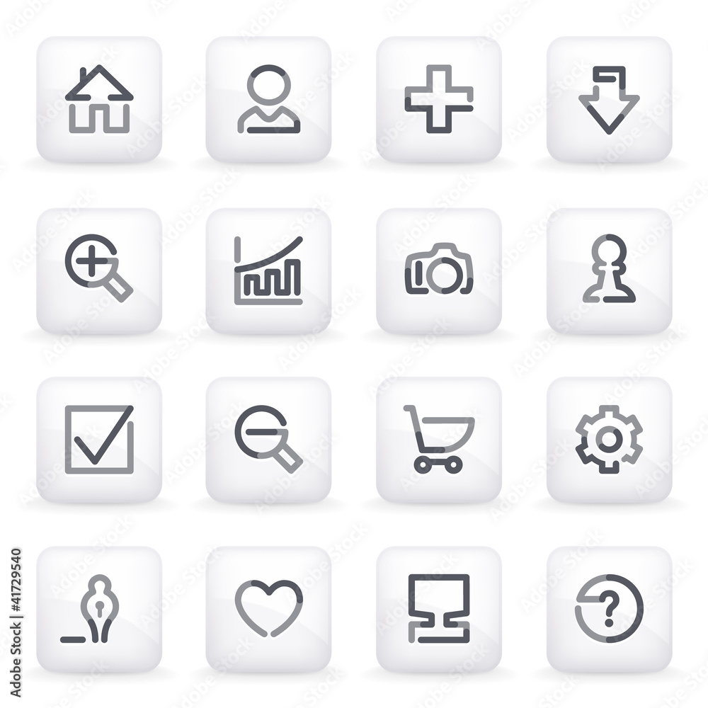 Basic contour icons on gray buttons. Basic contour icons on gray buttons.