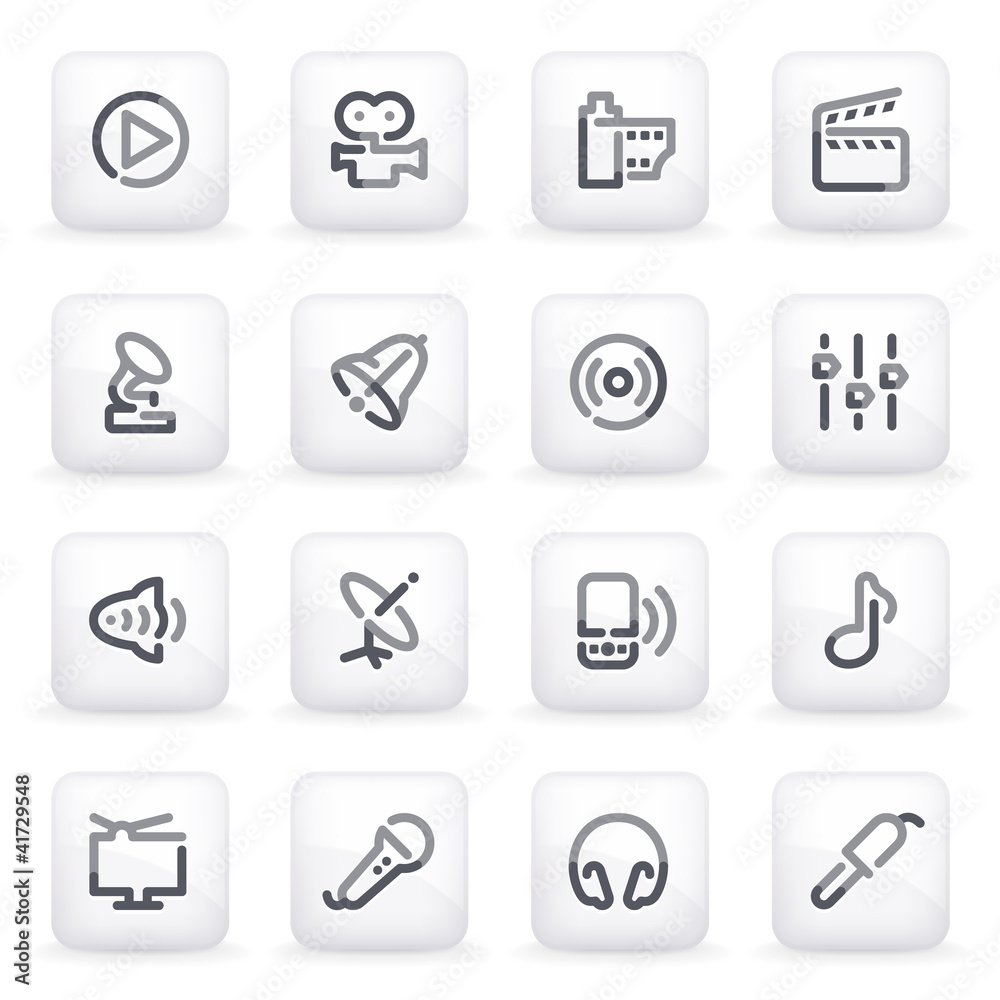Audio video icons on gray buttons. Audio video icons on gray buttons.