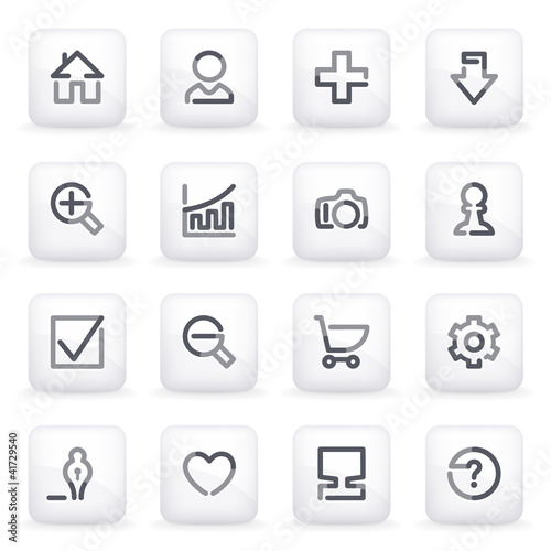 Basic contour icons on gray buttons.