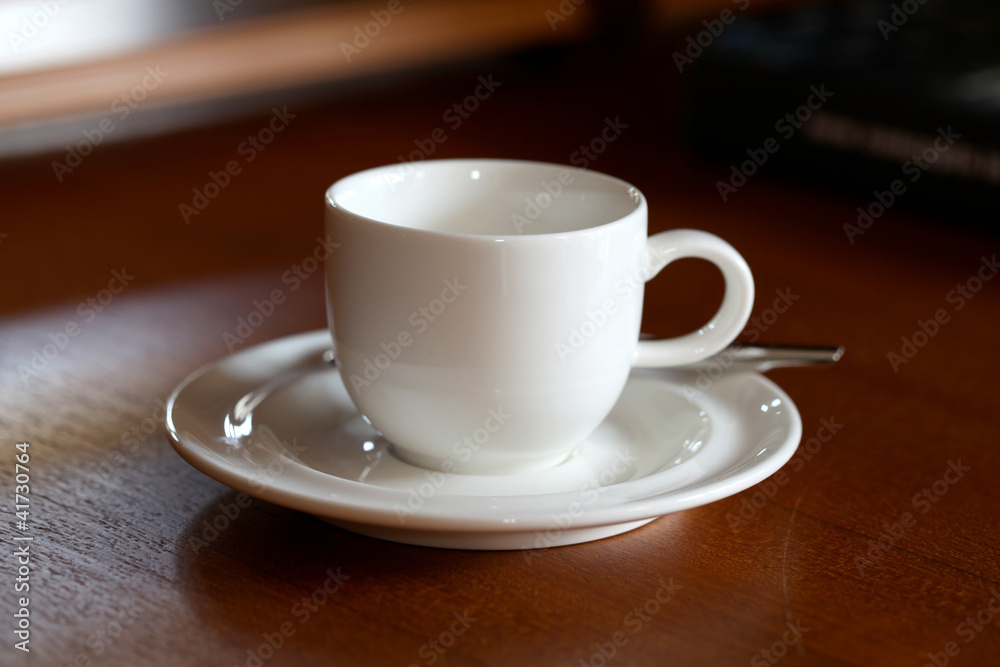 decorate white cup on wood table decorate white cup on wood table