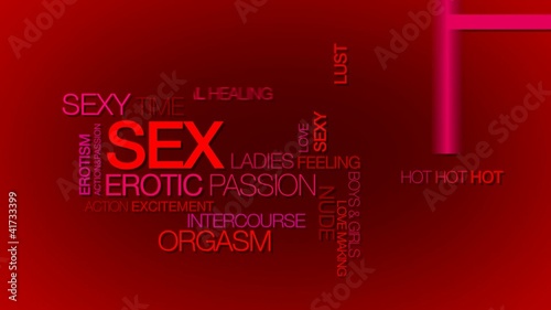 Sexy symbol red word tag cloud erotic sex background animation