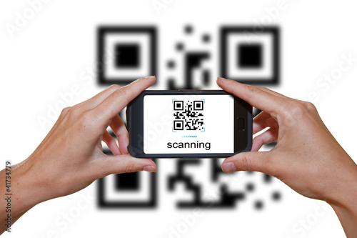 Obraz na płótnie scanning QR Code