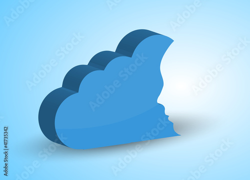 Vector concept cloud with face on blue. Eps10