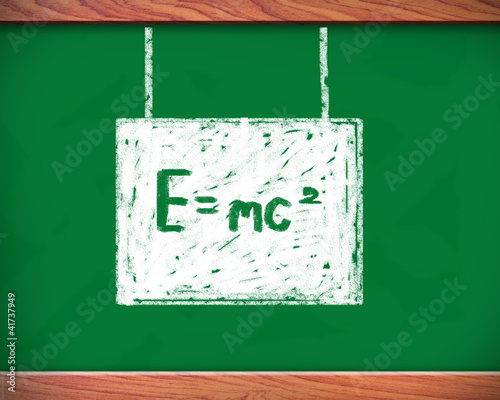 E=mc² Albert Einsteins on blackboard