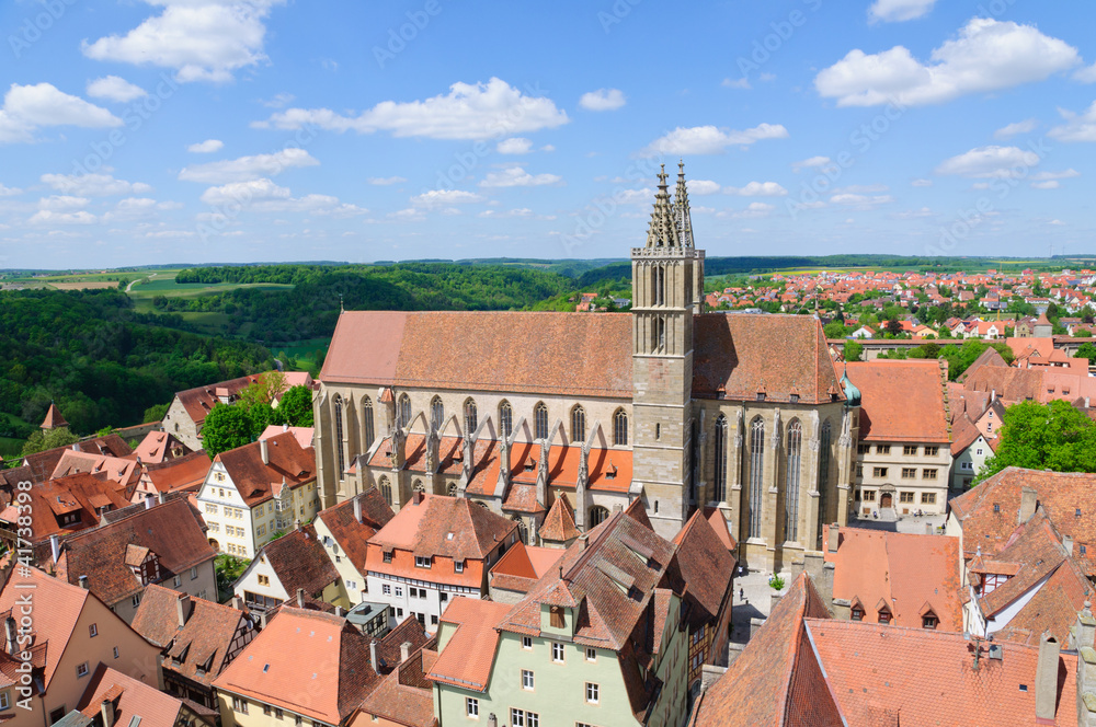 St. James's Church and the Cityscape of Rothenburg, Germany