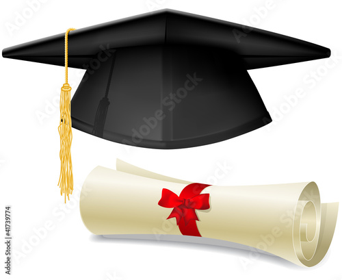 Mortarboard and diploma