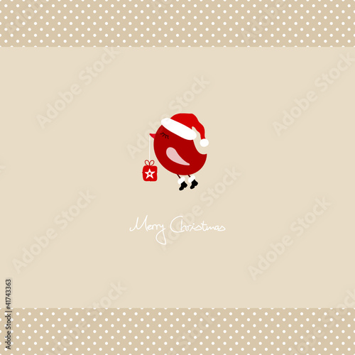 Bird Flying Holding Christmas Gift Dots