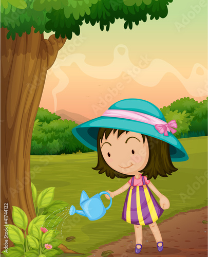 Watering garden