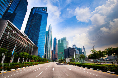 Skyline of Singapore business district.