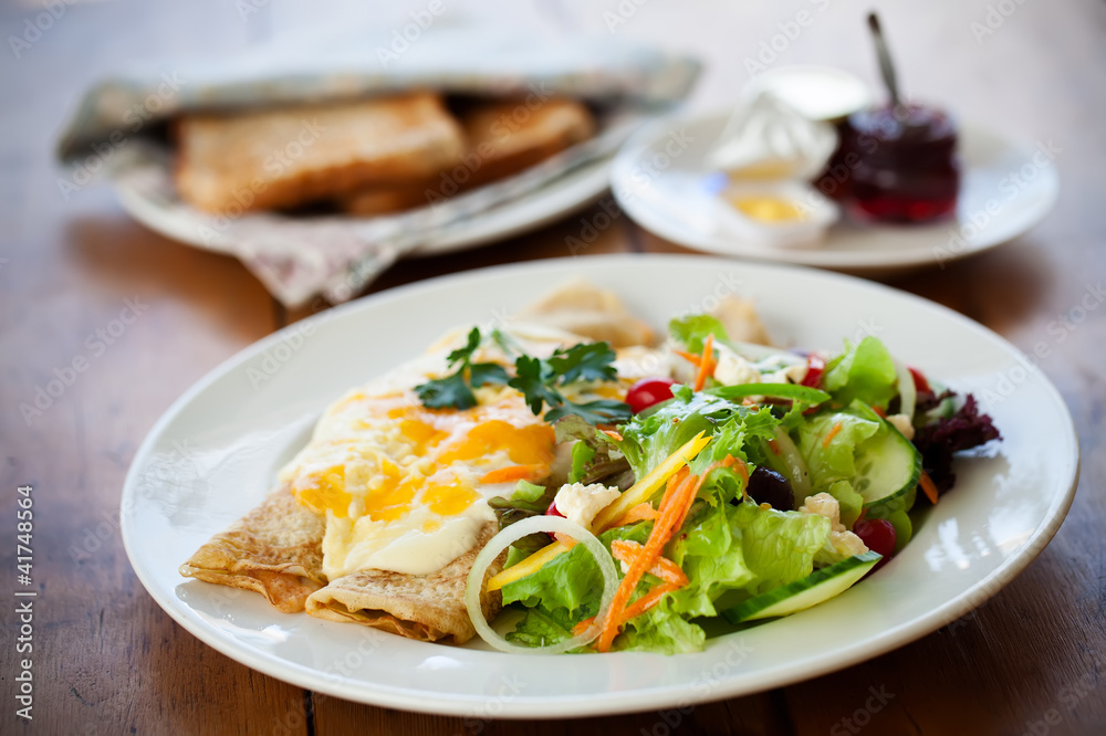 Eggs with salads