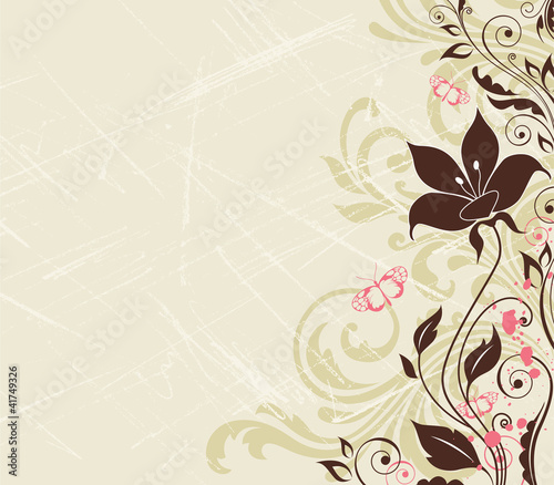 Fototapeta Naklejka Na Ścianę i Meble -  Scratched floral background
