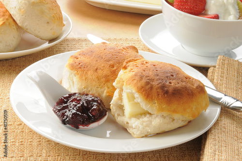 Hot biscuits iwth blueberry jam