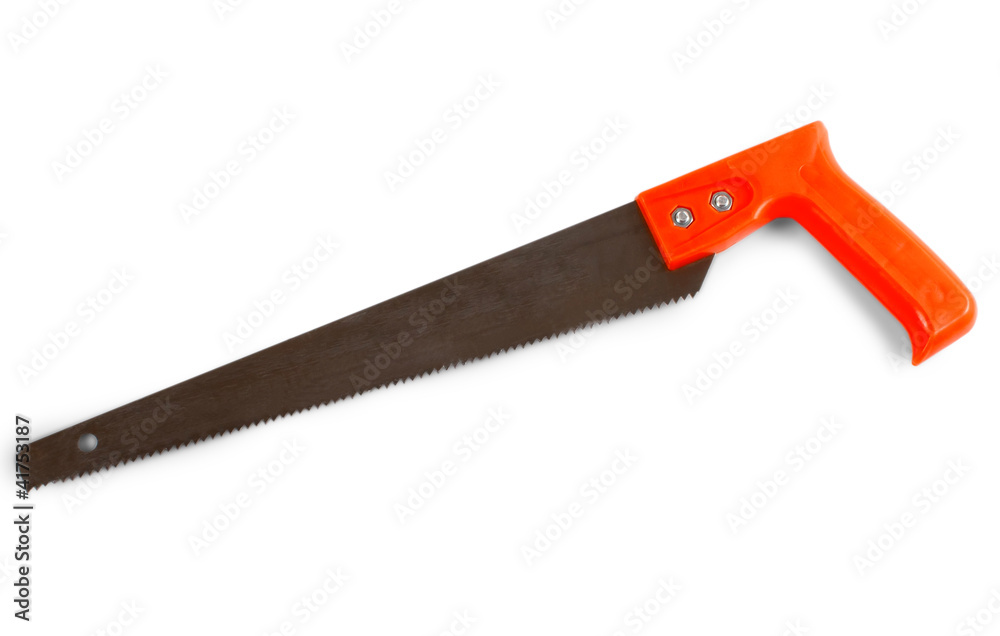 hacksaw saw orange isolated on a white background hacksaw saw orange isolated on a white background
