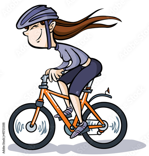 Cartoon Girl on Bike.