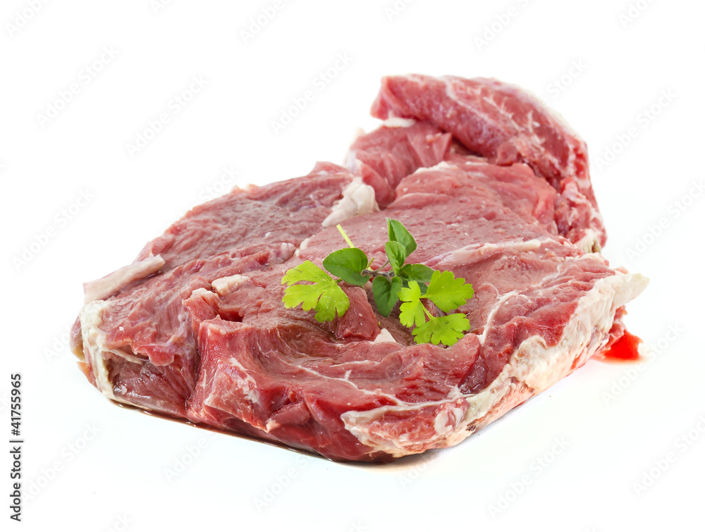 Fresh raw cow meat isolated