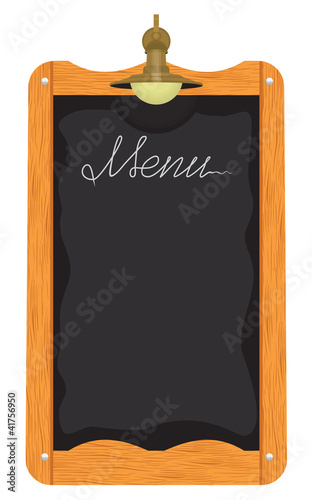 Menu board outside a restaurant or cafe