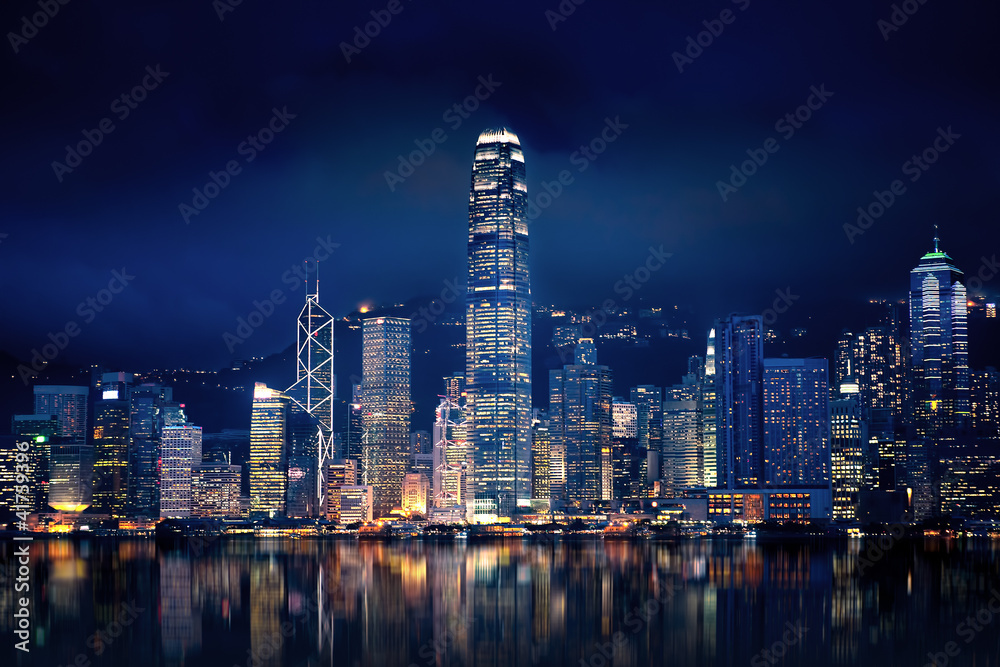Hong Kong Lights - obrazy, fototapety, plakaty 