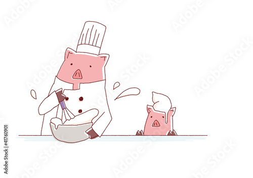 パティシエとブタ