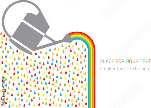 vector background with watering can,rainbow and drops
