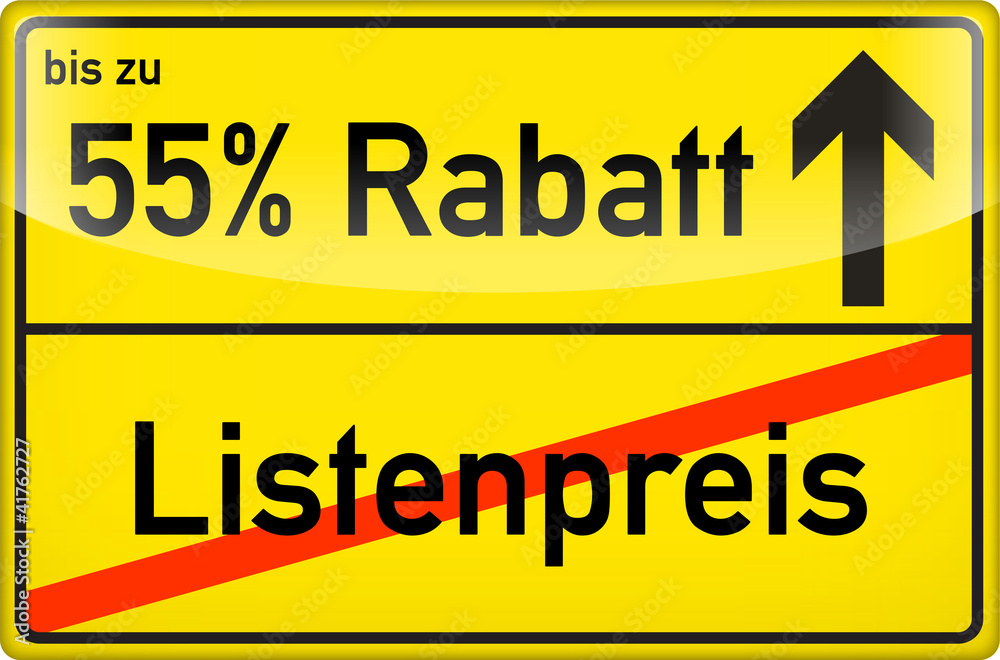 55 Prozent Rabatt Schild 55 Prozent Rabatt Schild