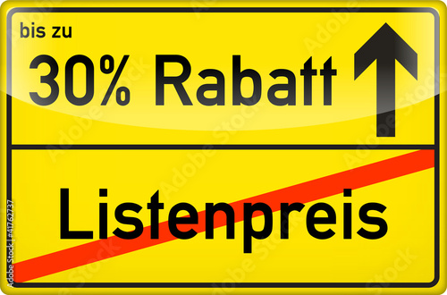 30 Prozent Rabatt Schild