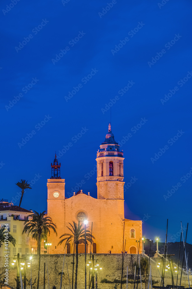 Fototapeta premium Sant Bartomeu i Santa Tecla church at Sitges, Spain