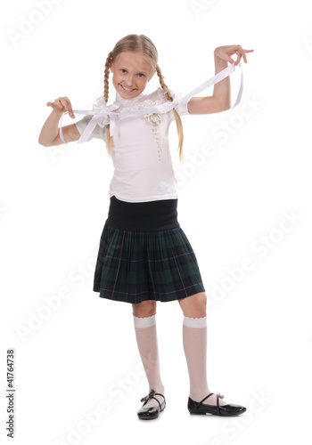 funny emotional girl on white background