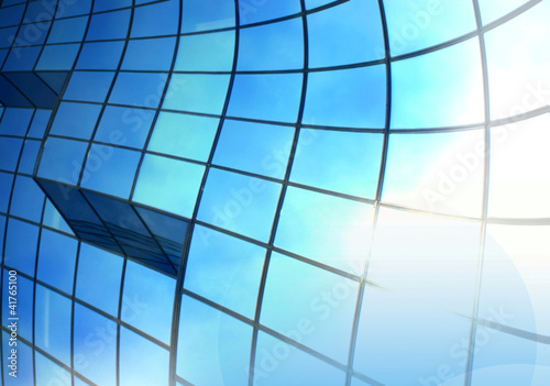 glass building abstract background blue