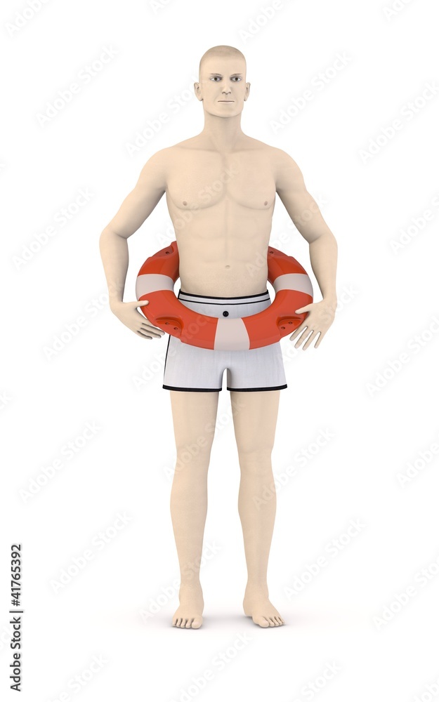 Fototapeta premium 3d render of artifical male with buoy