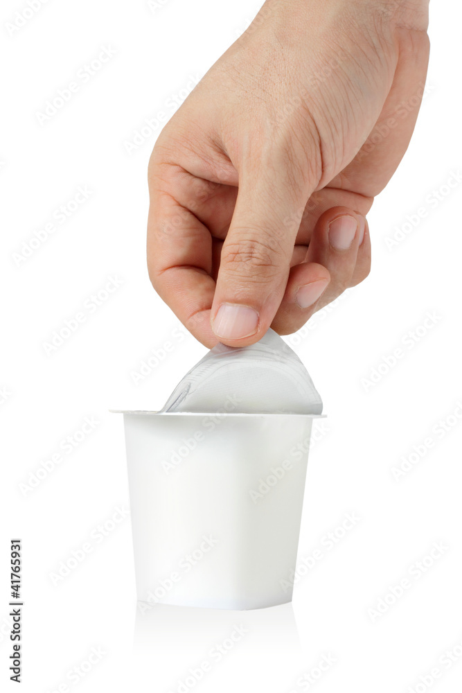Yoghourt bottle with hand Yoghourt bottle with hand