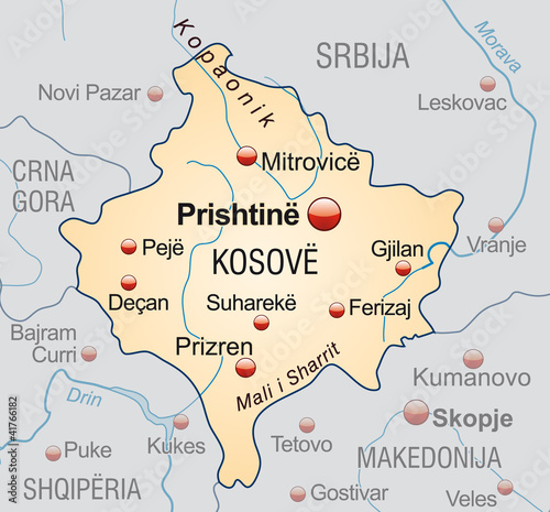orange Map of  Kosovo