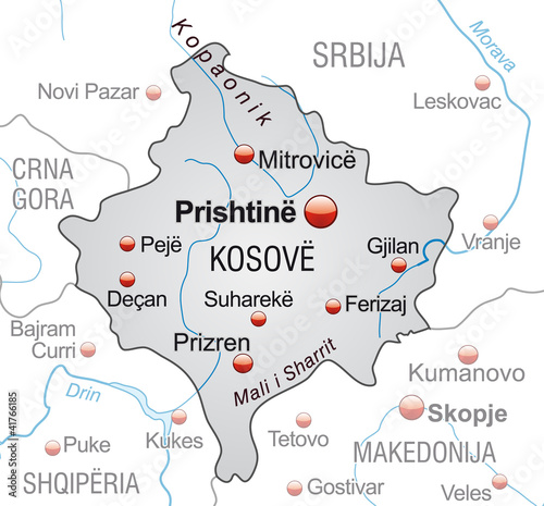 Map of  Kosovo with neighboring countries photo
