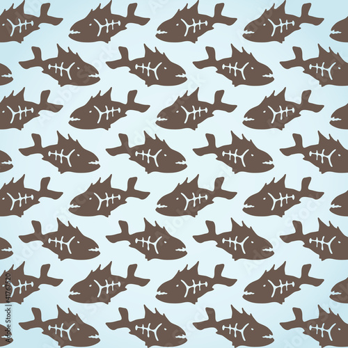 Vector doodle decorative fish pattern