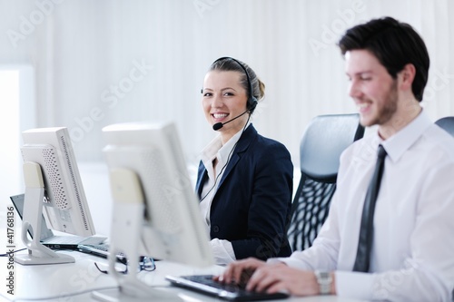 business people group working in customer and help desk office