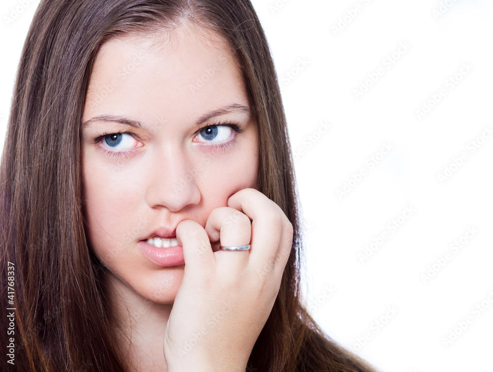 portrait of beautiful woman on white background portrait of beautiful woman on white background