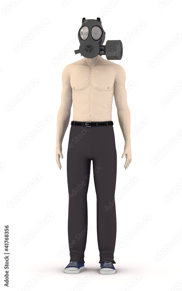 3d render of artificial character with gas mask 3d render of artificial character with gas mask